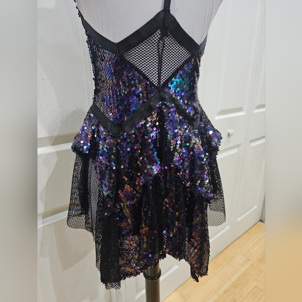 Dolls Kill Club Exx Fantastical Firefly Fishnet Sequin Black Purple Rave Dress S - Picture 5 of 14